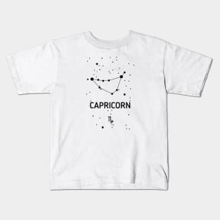 Capricorn Zodiac Sign Constellation (Black Print) Kids T-Shirt